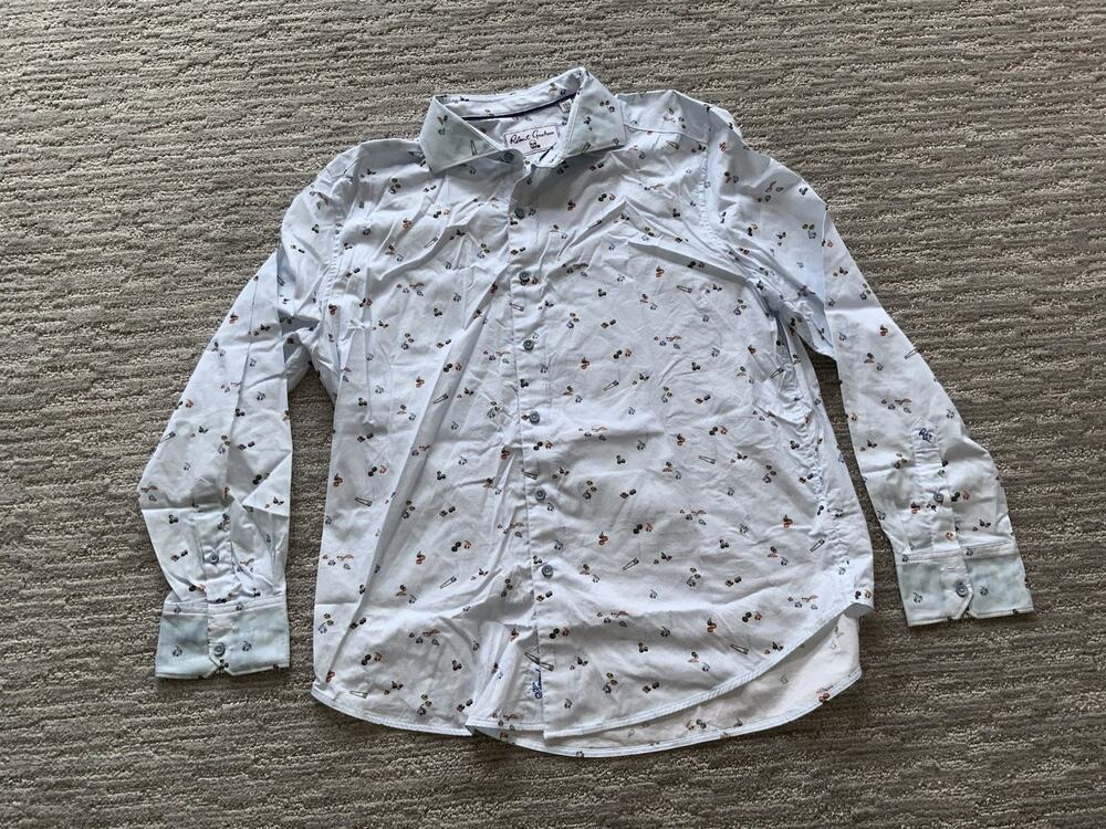 Robert Graham Shirt Mens Medium Sushi Pattern Classic Fit Blue